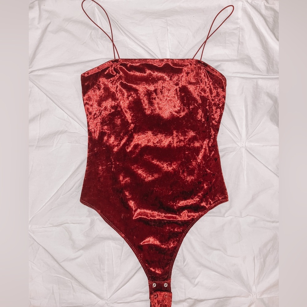 Garage Red Velvet Bodysuit